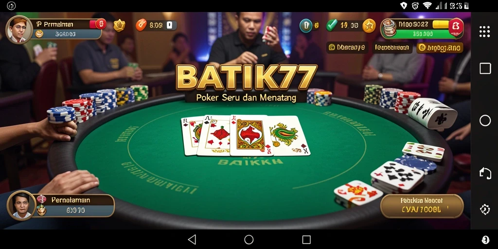 Screenshot gameplay BATIK77 yang menampilkan pengalaman poker yang mendebarkan.