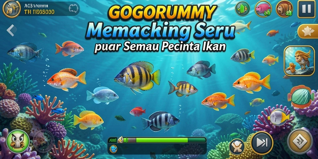 Tampilan gameplay GOGORUMMY yang menarik dengan suasana memancing yang realistis.