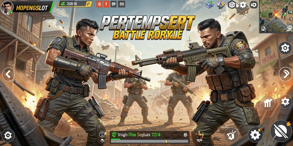Screenshot momen aksi intense dalam permainan Battle Royale.