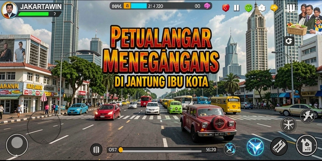 Tangkapan layar utama JAKARTAWIN menampilkan aksi petualangan seru.