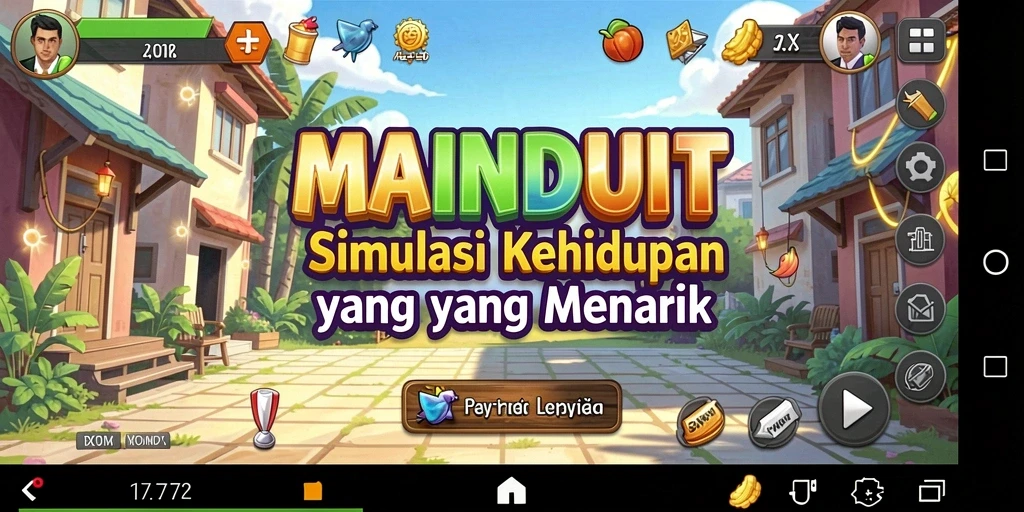 Screenshot menunjukkan interaksi karakter dalam gameplay Simulation.