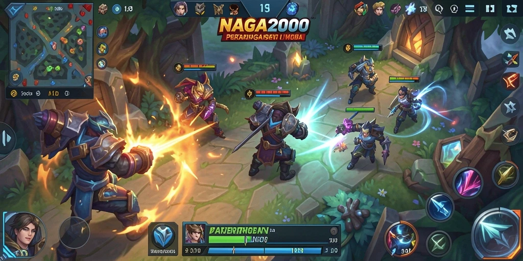 Tampilan aksi seru NAGA2000 dalam pertarungan MOBA.