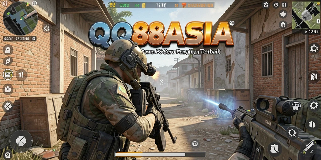Screenshot QQ88ASIA yang menunjukkan pertempuran intens di medan perang.