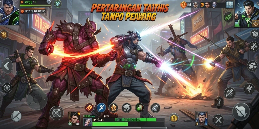 Gambaran gameplay mendebarkan dari pertarungan epik dalam RP55.