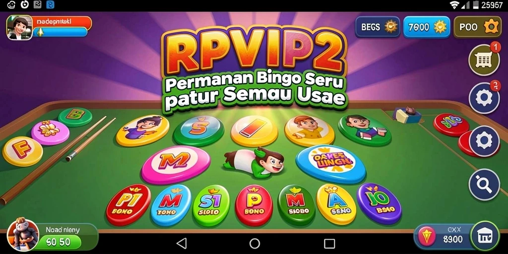Tangkapan layar dari gameplay menarik di RPVIP2 yang menampilkan Bingo.