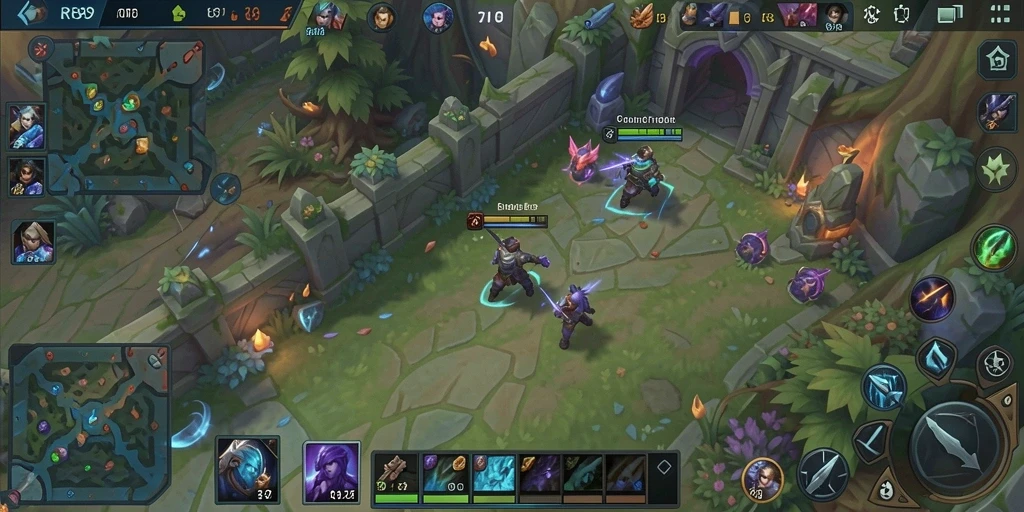 Screenshot utama RR89 menampilkan aksi seru dalam pertempuran MOBA.