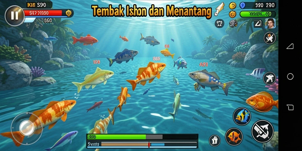 Tampilan permainan S80 yang seru dan penuh warna saat menembak ikan.