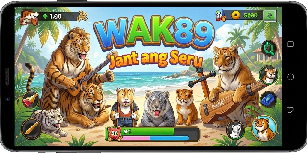 Tampilan gameplay WAK89 dengan grafis cerah dan menyenangkan.